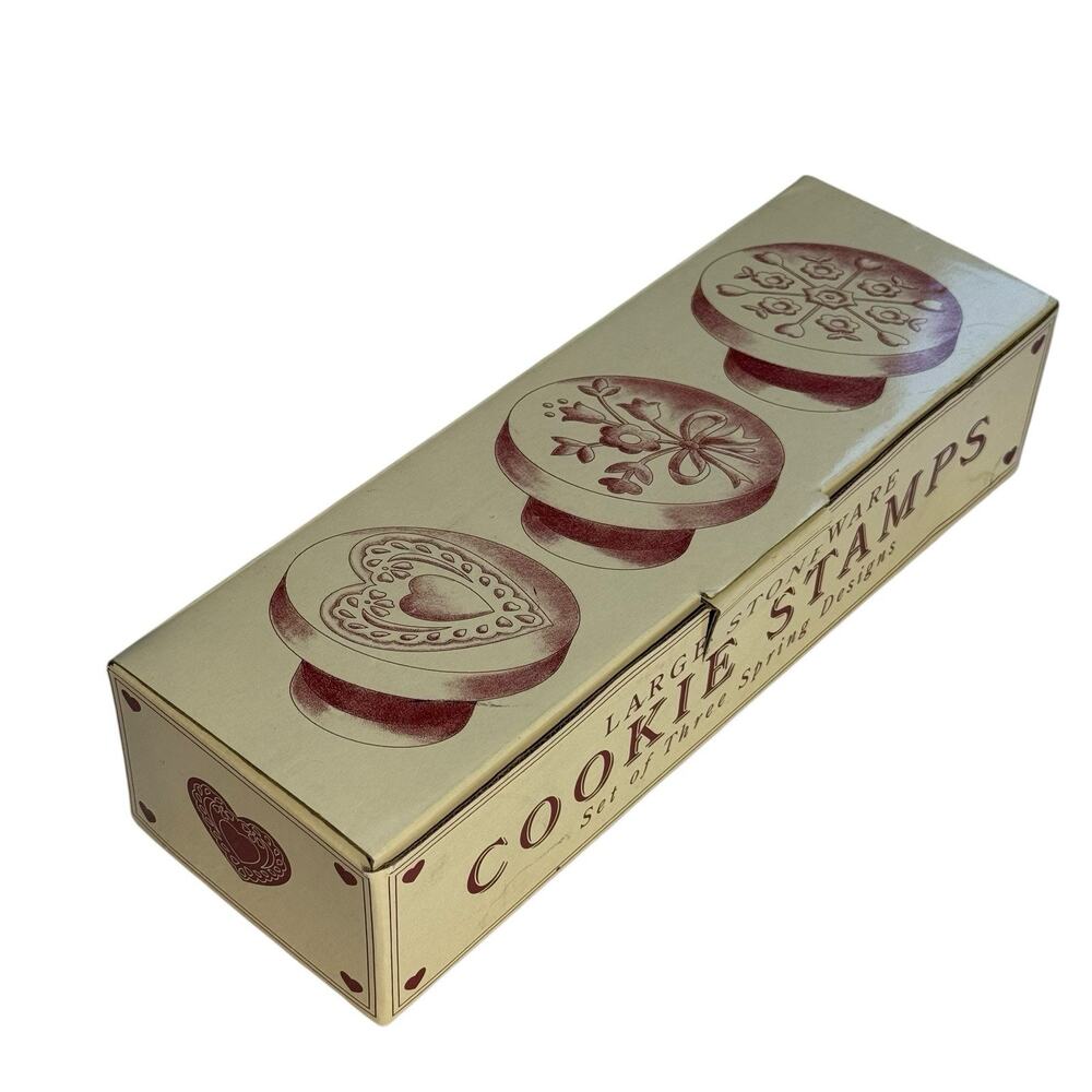 Williams Sonoma Large Stoneware Cookie Stamps Spring Design Bouquet Heart Flower